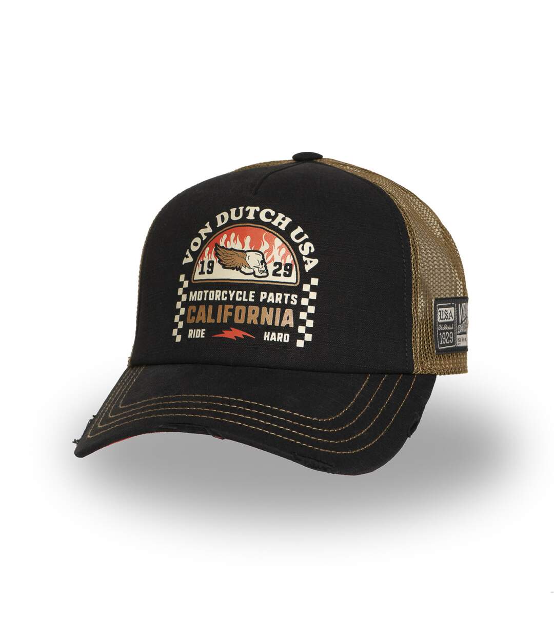 Casquette trucker avec filet souple effet bamboo avec print Crew Vondutch-1