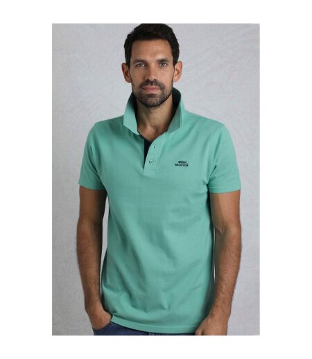 Mens miles pique organic polo shirt aqua marine Weird Fish