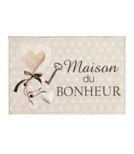Tapis d'Entrée Imprimé Happiness 40x60cm Beige