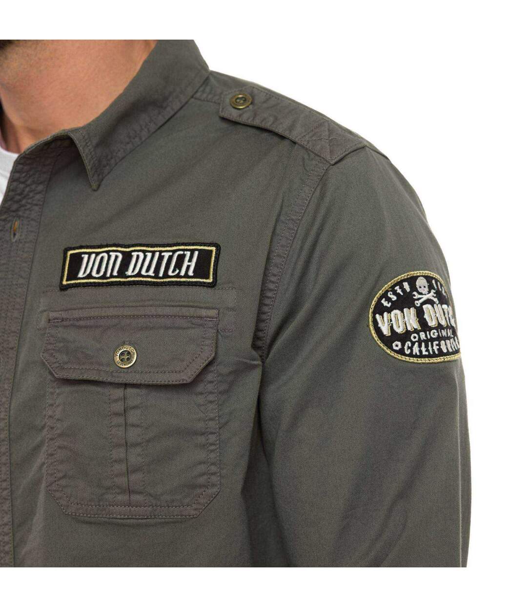 Chemise homme manches longues en twill avec patchs Ivy Vondutch-2