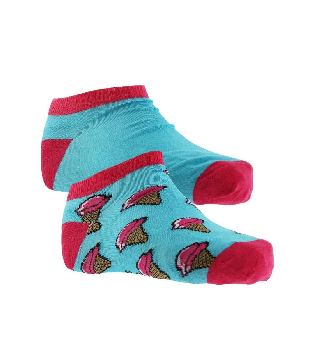 CRAZYSOCKS Lot de 2 paires de Socquettes Femme Coton Bio GLACES Bleu Rose-2