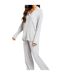 Womens/ladies Modal Button-down Long Pyjama Set Grey Chelsea Peers-4