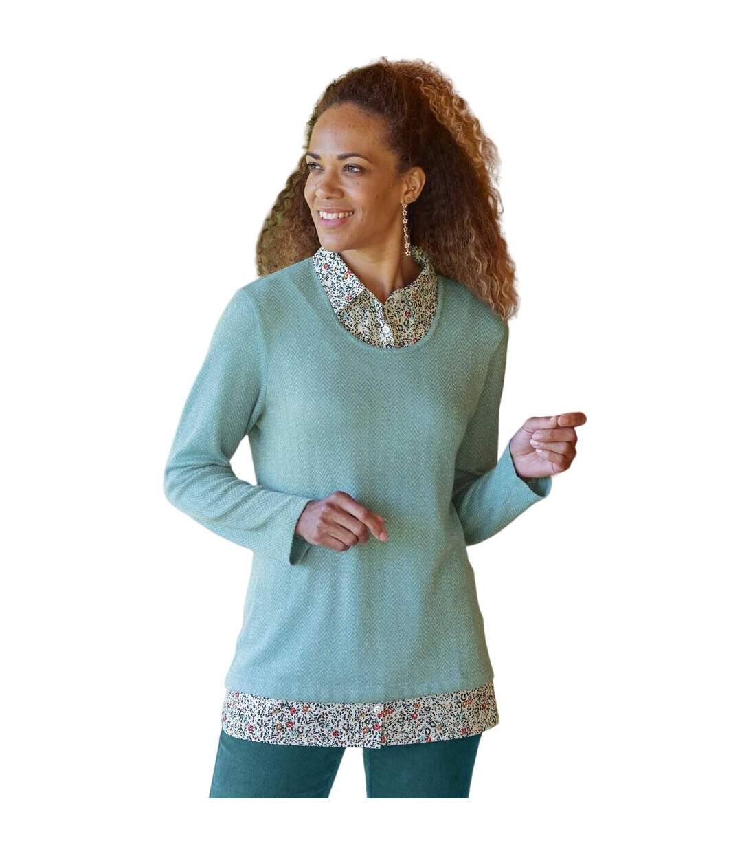 Pull femme turquoise vif Atlas for Women-4