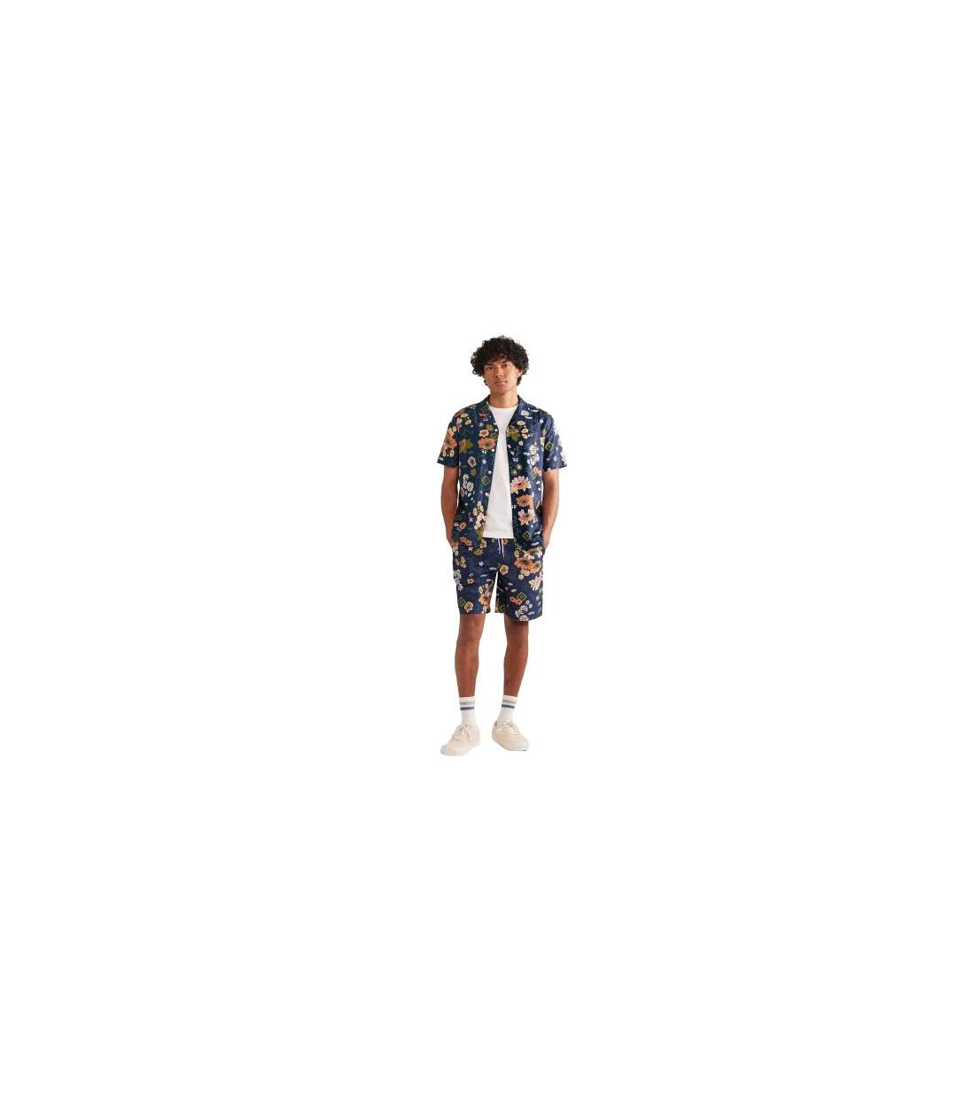 Mens Colbert Floral Swim Shorts Indigo Print Farah-1