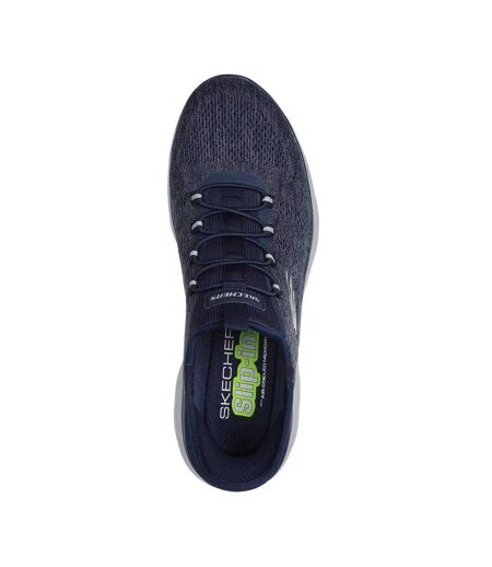 Mens Summits Key Pace Mesh Slip-in Flat Trainers Navy Skechers