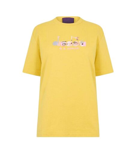 Womens/ladies Eye Crew Neck T-shirt Yellow Diadora
