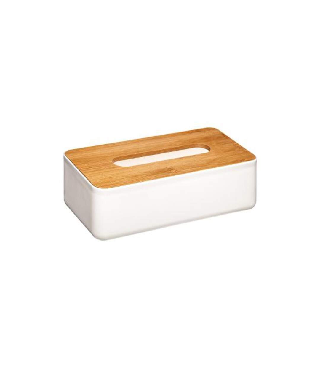 Boîte à Mouchoirs en Bambou Natureo 26cm Blanc-1
