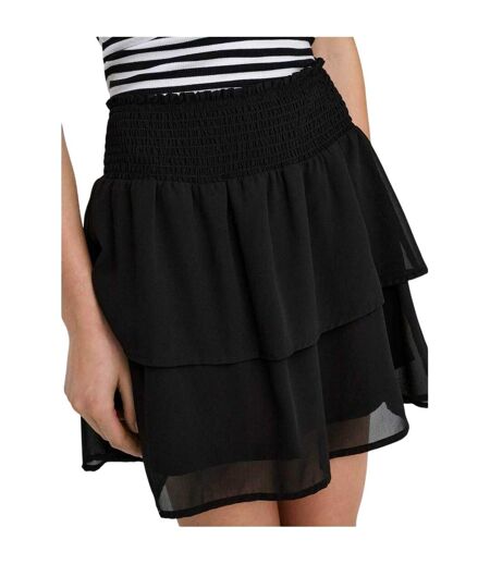Womens/ladies Tiered Regular Mini Skirt Black Only