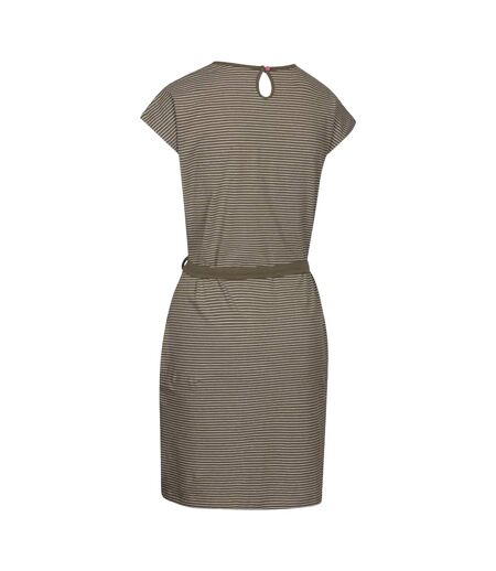 Womens/ladies Lidia Round Neck Cotton Dress Herb Stripe Trespass