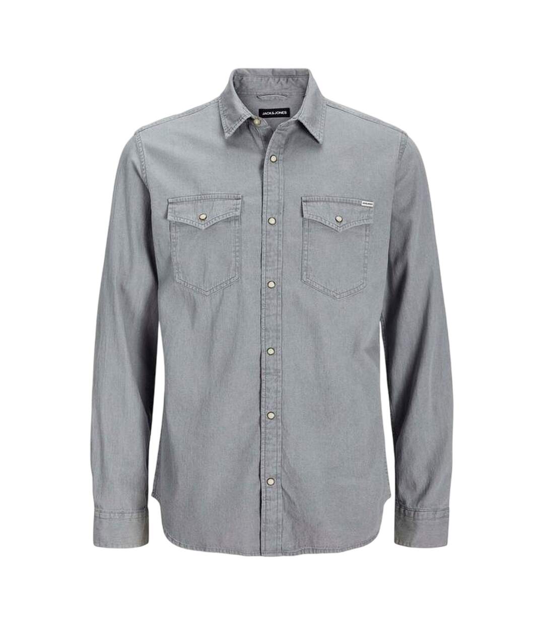 Mens Sheridan Chest Pocket Shirt Light Grey Melange Jack And Jones-2