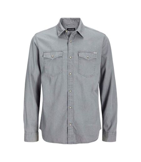 Mens Sheridan Chest Pocket Shirt Light Grey Melange Jack And Jones