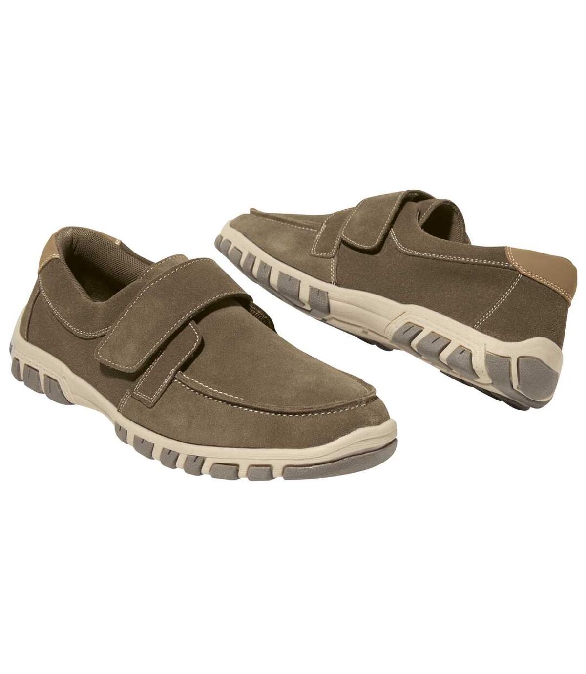 Men's Casual Loafers - Split Leather - Taupe Atlas For Men