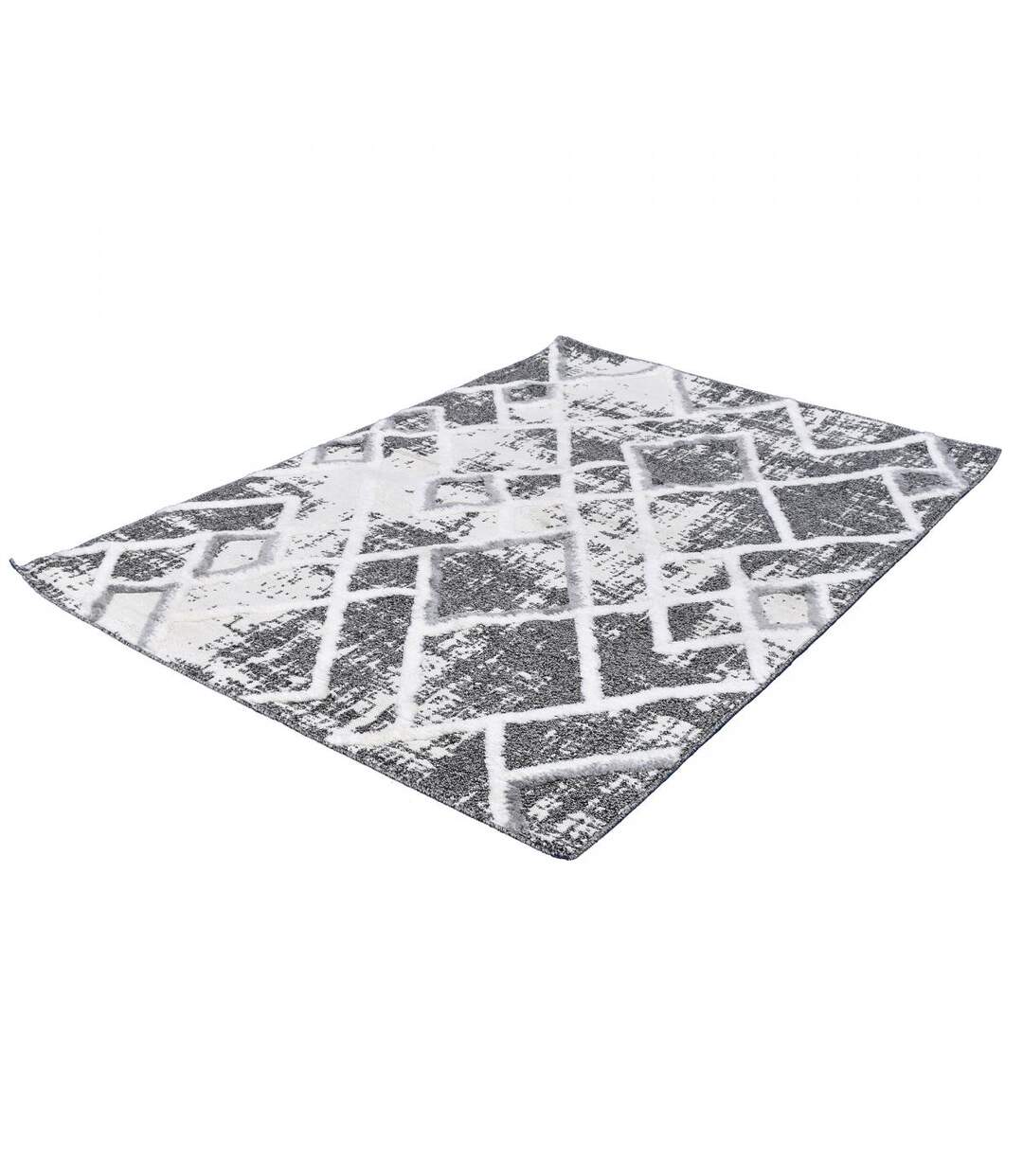 Tapis longs poils shaggy tissé motif rétro-vintage LADURO-5