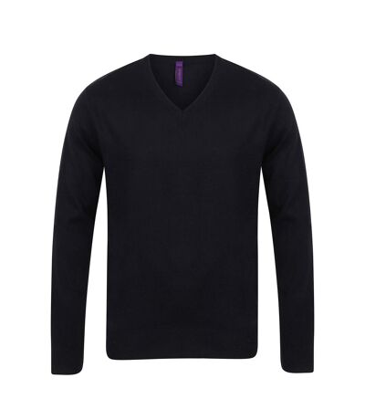 Henbury Mens Cotton Acrylic V Neck Sweatshirt (Black) - UTPC5898