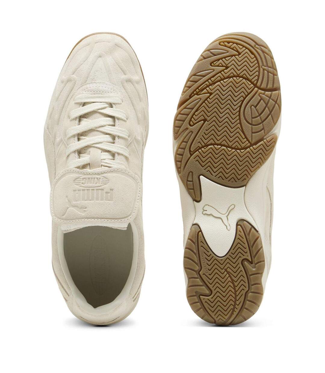 Mens King Suede Round Toe Shoes Alpine White Puma-4