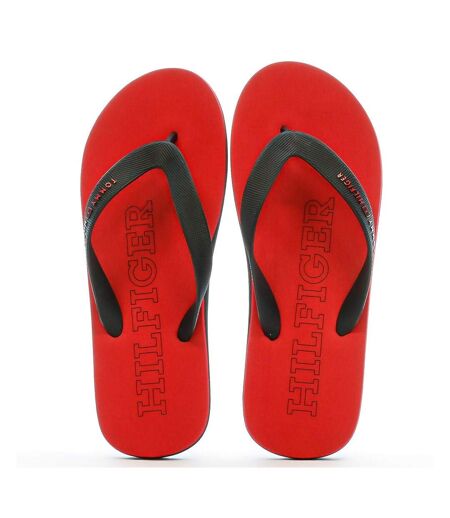 Tongs Noires/Rouges Homme Tommy Hilfiger Rubber - 40