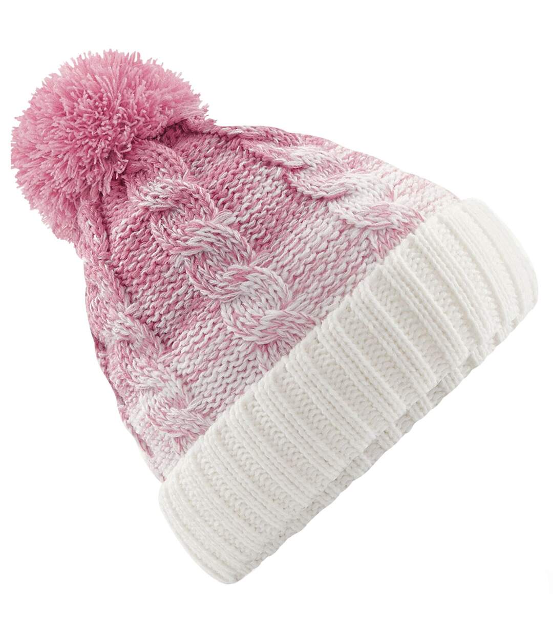 Bonnet Unisexe Adulte Ombre Rose Pâle Blanc Cassé Beechfield-1