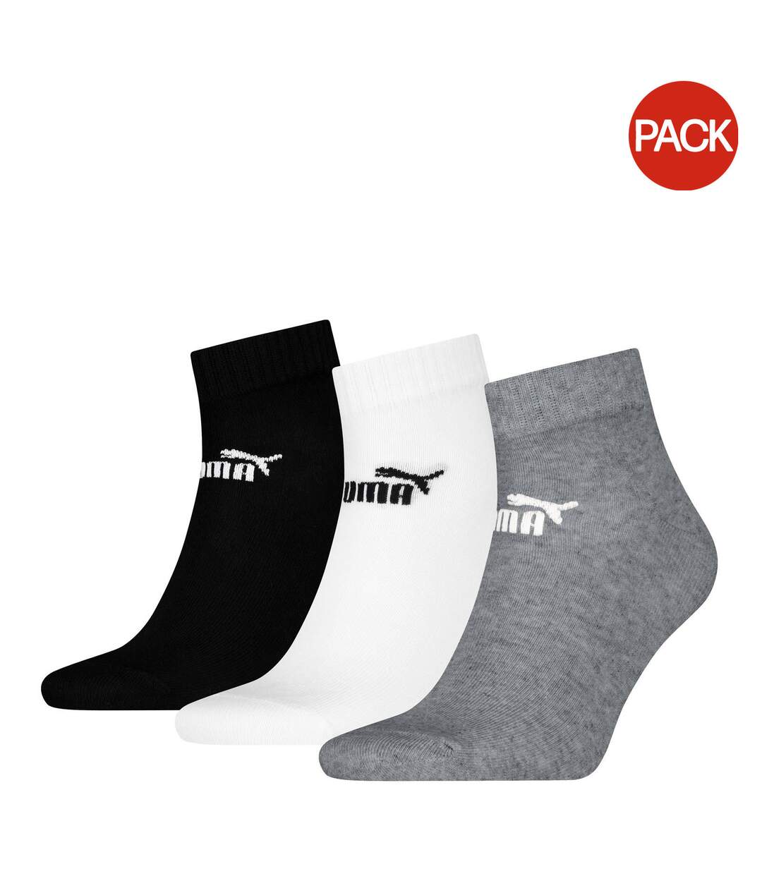 Socquettes Quarter Adulte Noir Blanc Gris Puma-1