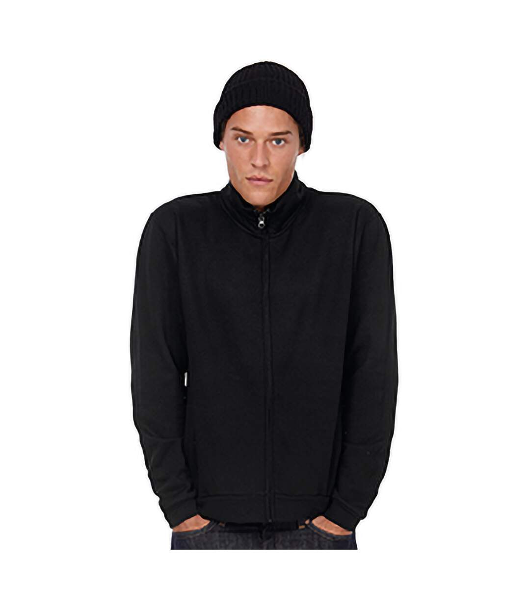 Veste sweat-shirt adulte unisexe noir B&C ID.206 50/50-3