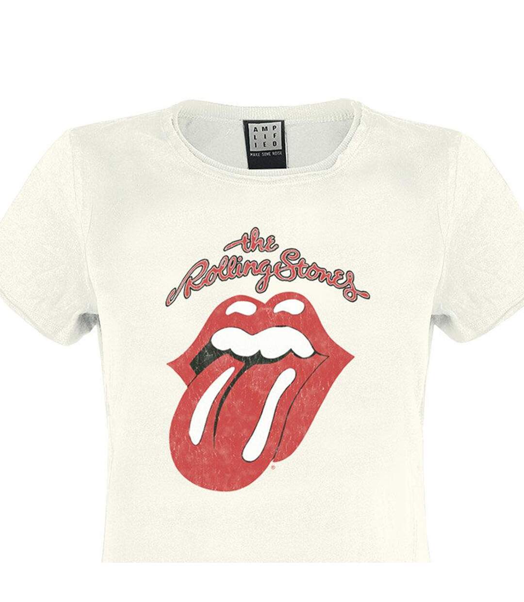 Womens/ladies Vintage Tongue The Rolling Stones T-shirt Vintage White Amplified-2