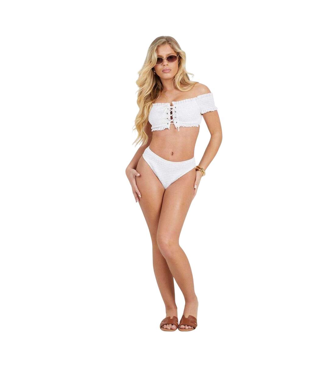 Bas De Maillot De Bain Motif/style Ruché Femme Blanc Brave Soul-3