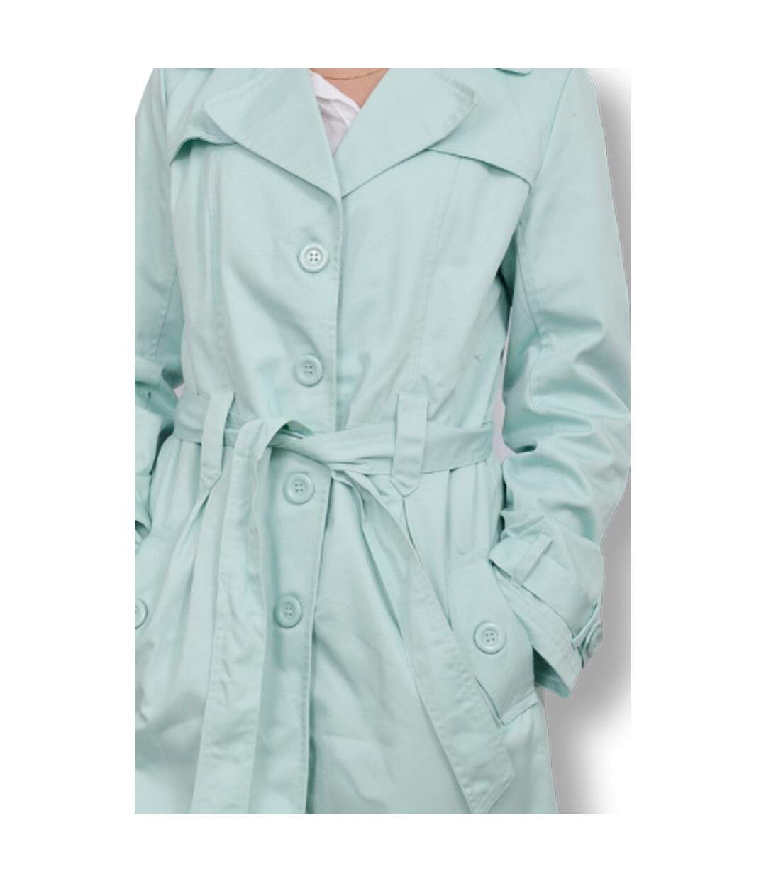 Trench femme manches longues de couleur vert longueur 3/4-4