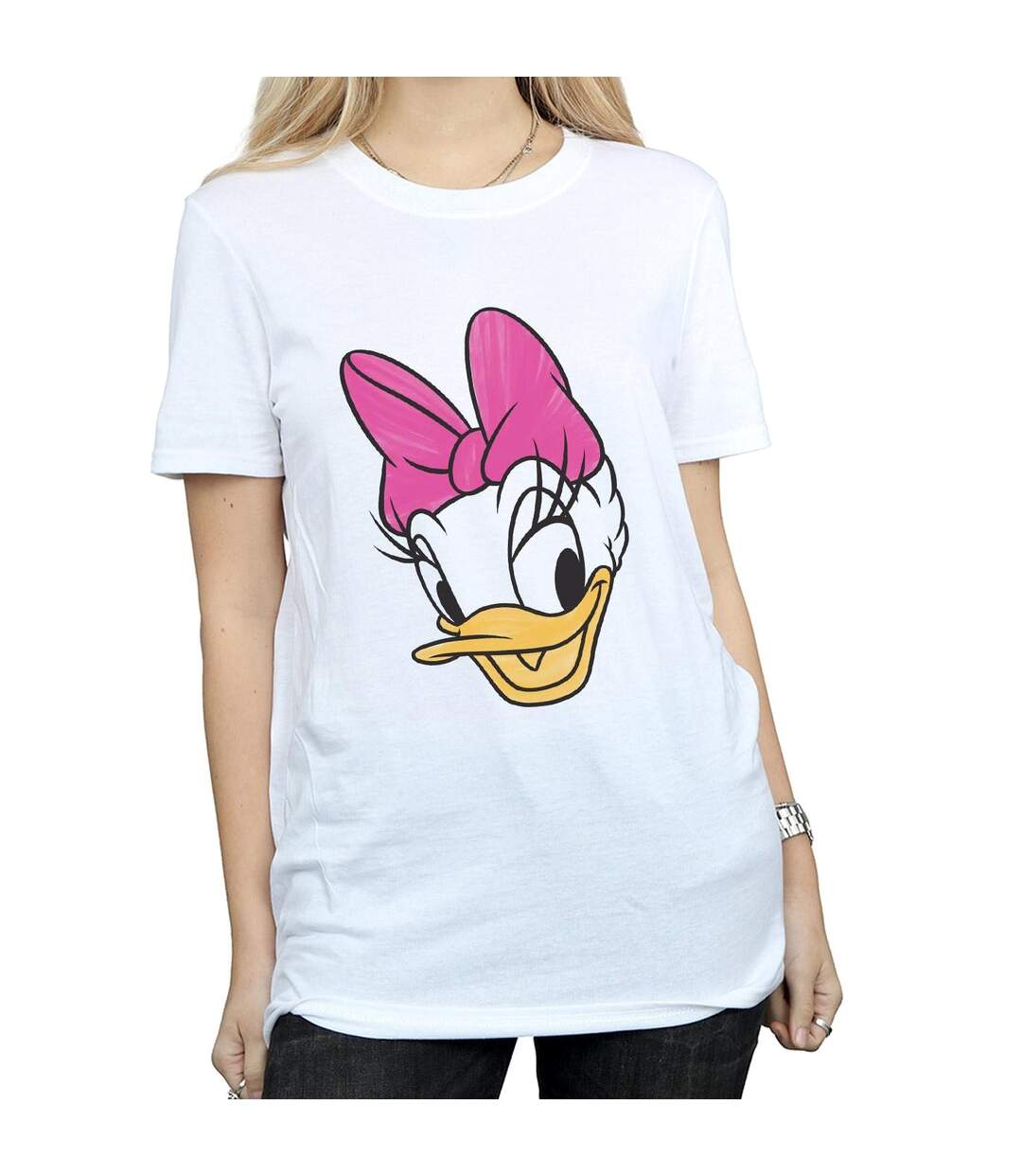 Disney Femme/Ladies - T-shirt en coton boyfriend à tête de canard marguerite peinte (Blanc) - UTBI36443-3