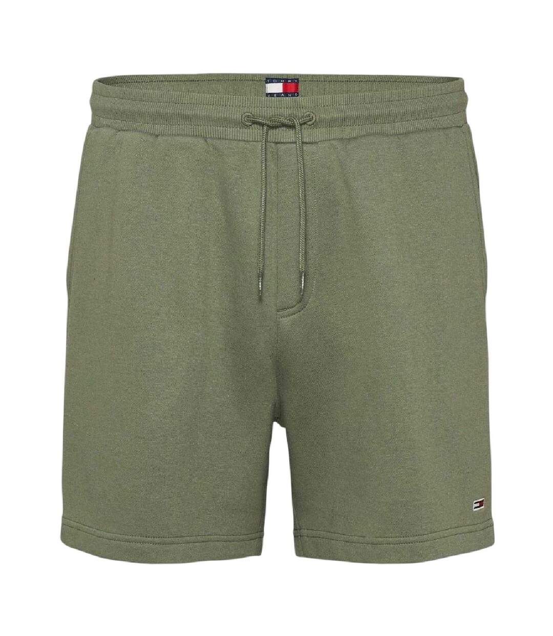Mens Flagbeach Polycotton Logo Shorts Green Tommy Jeans-1