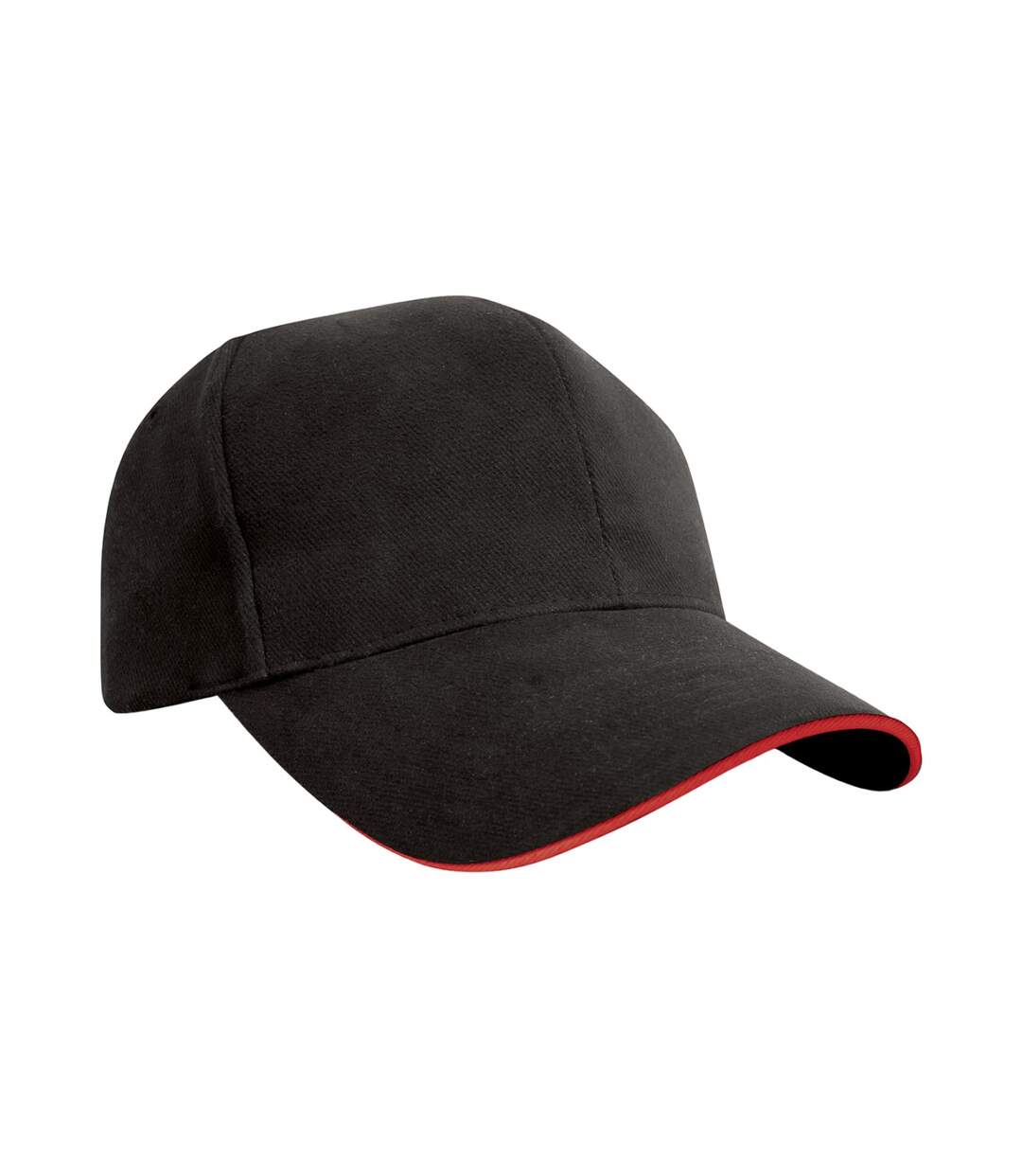 Pro style heavy cotton sandwich peak baseball cap black/red Result Headwear-1