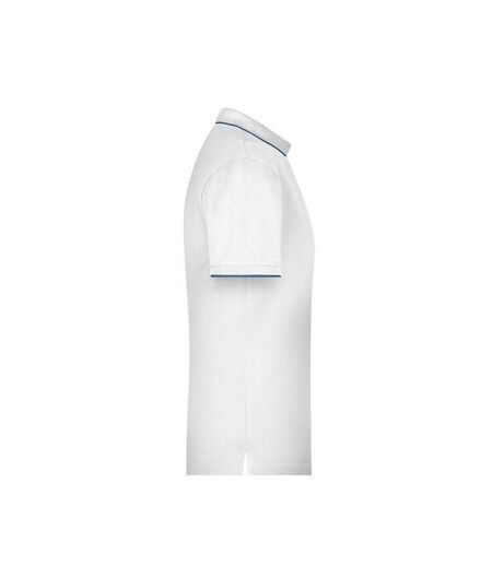 Polo Motif/style Rayures Contrastées Homme Blanc Bleu Marine James And Nicholson