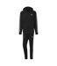 Mens 3 Stripes Fleece Tracksuit Black Grey Adidas-2