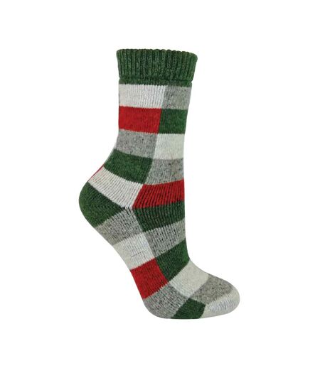 1 Pack Ladies Checkered Patterned Wool Blend Socks