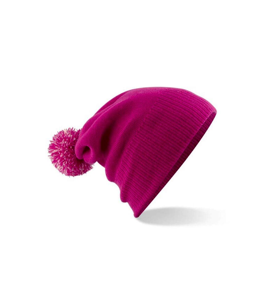 Bonnet snowstar unisexe fuchsia / blanc cassé Beechfield-1