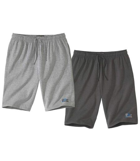 Pack of 2 Men's Jersey Shorts - Elasticated Waist - Anthracite Grey