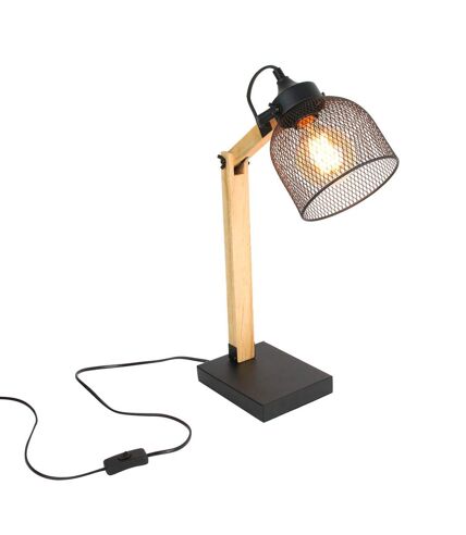 Lampe de bureau inclinable en Bois et Métal - H.38 cm - Noir