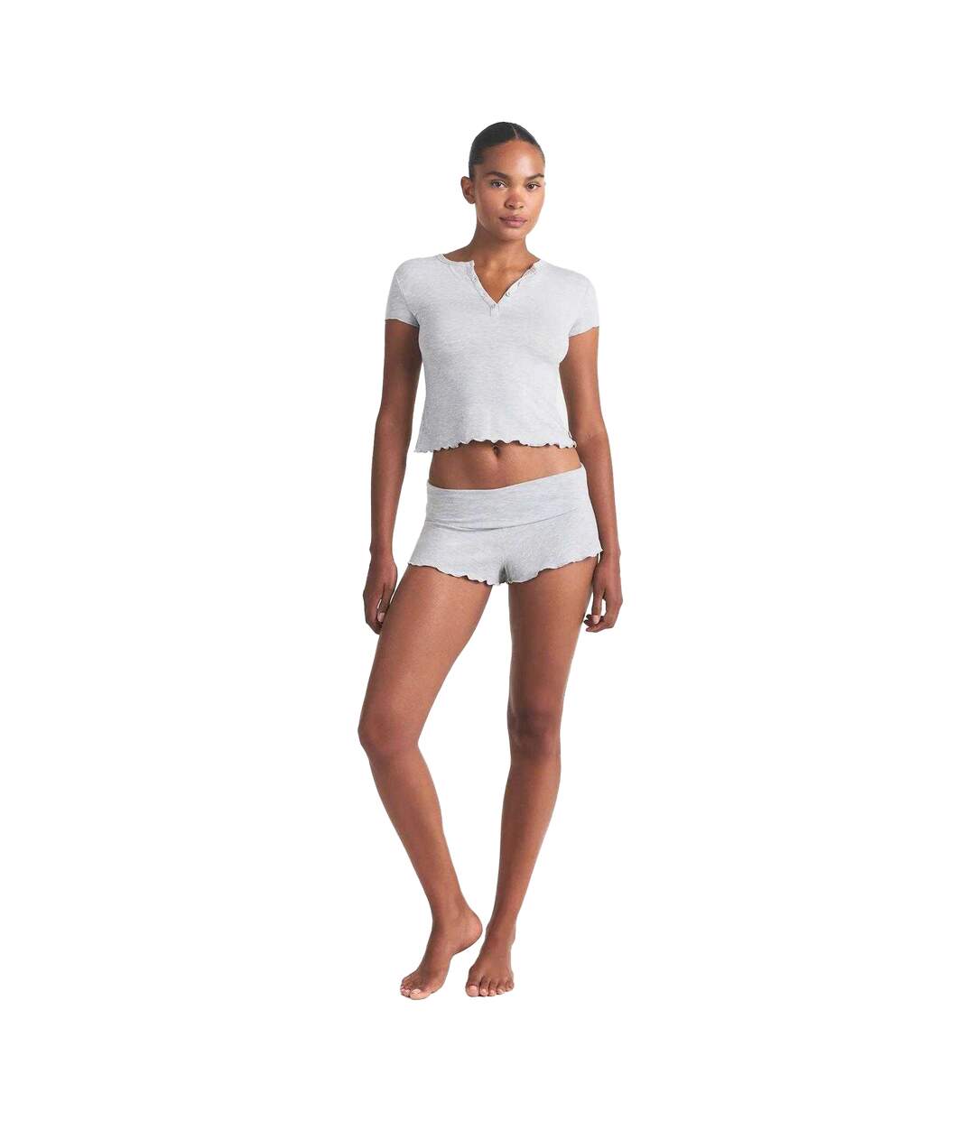 Ensemble De Pyjama Court Femme Gris Chiné Skims-4