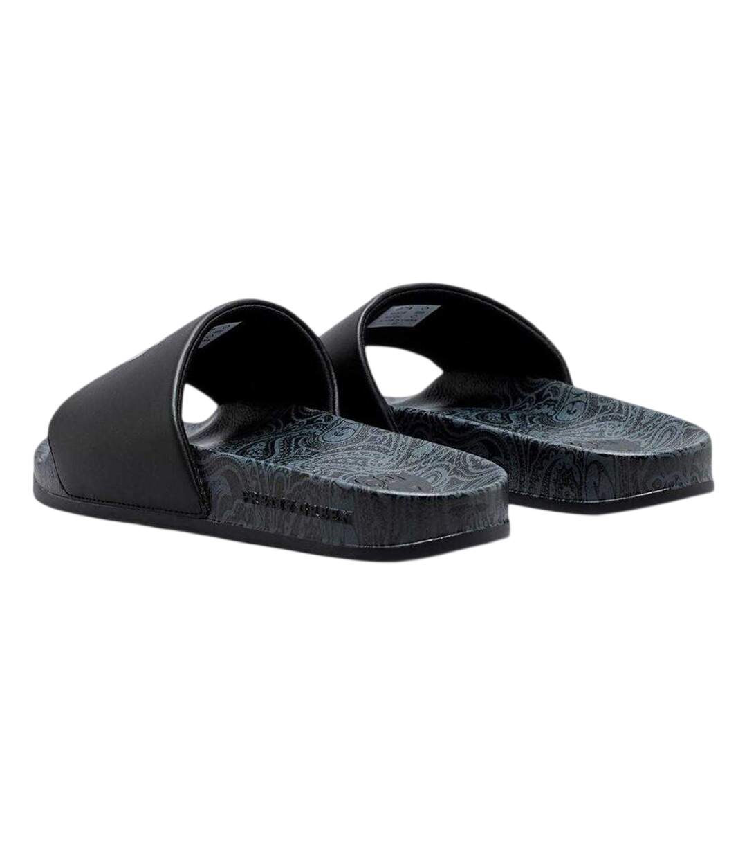 Mens Paisley Sliders Black White Pretty Green-2