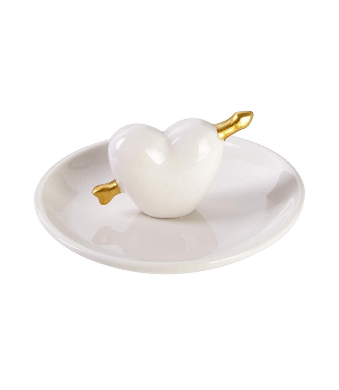 Porte Bijoux en Céramique Cœur 10cm Blanc-2