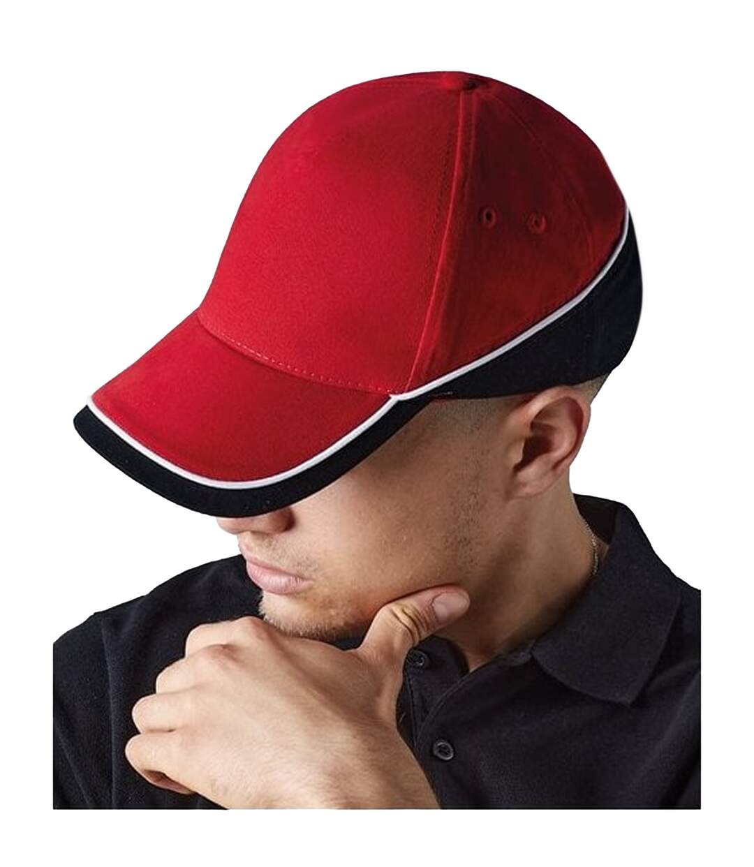 Casquette de baseball unisexe rouge/noir Beechfield-3