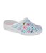 Womens/ladies floral leather clogs baby blue Dek