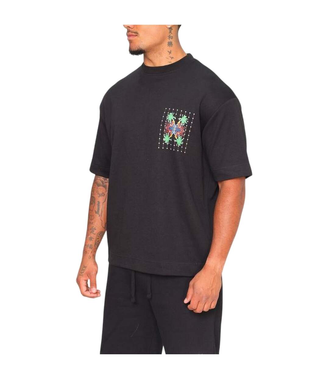 T-shirt Motif/style Imprimé Palmier Adulte Noir London-3