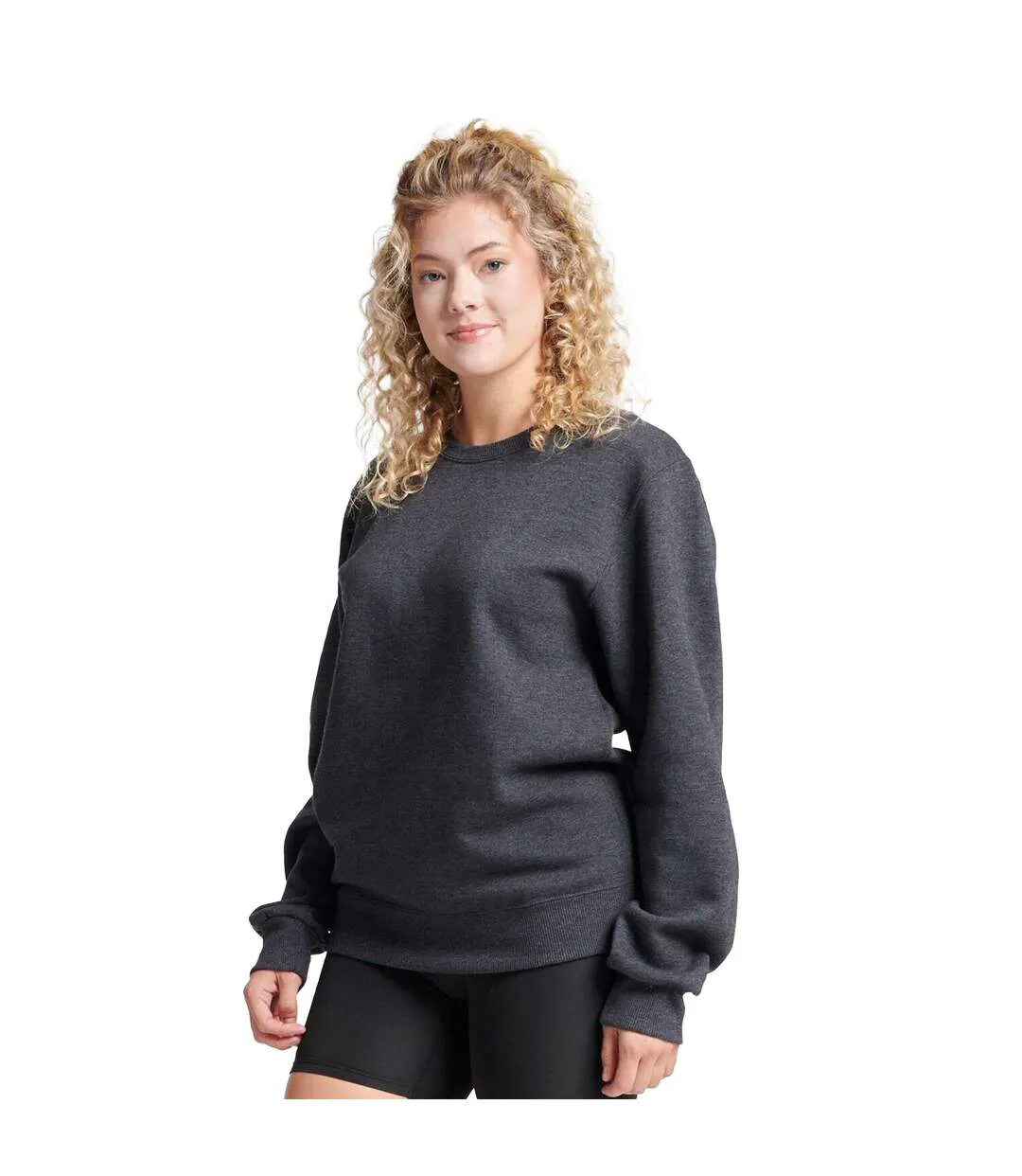 Sweat Eco Premium Adulte Encre Noire Chiné Jerzees-1