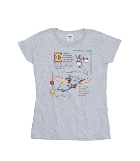 Disney - T-shirt DUMBO STORY BOOK PAGE - Femme (Gris chiné) - UTBI17814