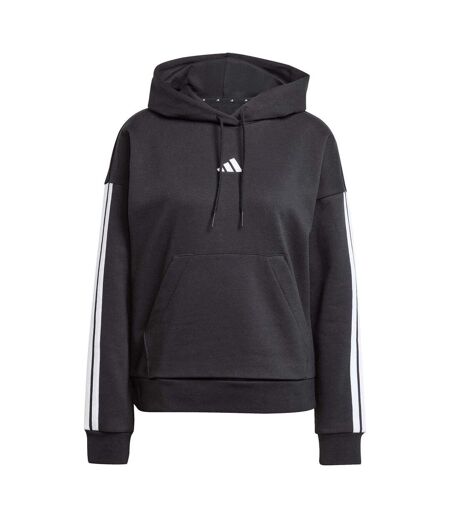 Womens/ladies Fleece Drawstring Hoodie Black Adidas