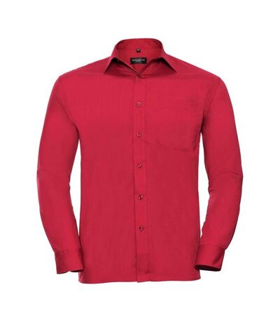 Russell Collection Mens Poplin Easy-Care Long-Sleeved Shirt (Classic Red)