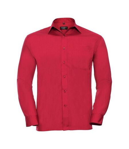 Russell Collection Mens Poplin Easy-Care Long-Sleeved Shirt (Classic Red) - UTRW9538