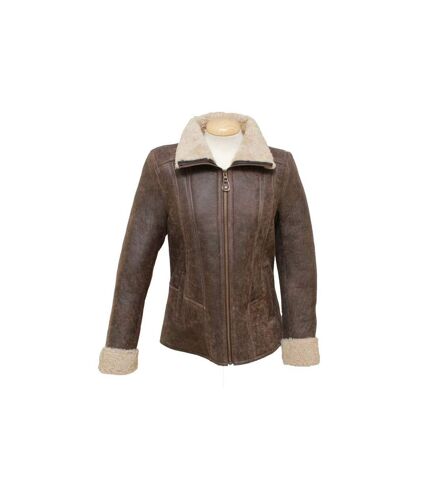 Eastern Counties Leather Womens/Ladies Krissy Aviator Sheepskin Coat (Chocolate Forest) - UTEL208