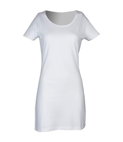 Skinni Fit Ladies/Womens Scoop Neck T-Shirt Dress (White) - UTRW1374