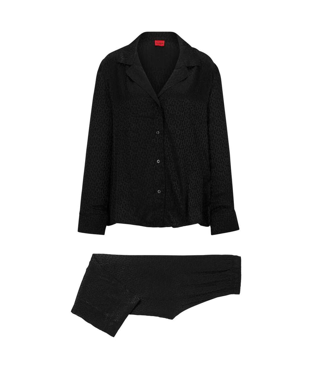 Ensemble De Pyjama Long Satinoir Femme Noir Hugo-2