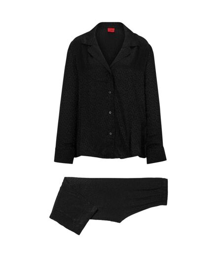 Ensemble De Pyjama Long Satinoir Femme Noir Hugo